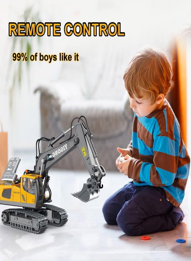 RABJET Remote Control Excavator Toy for 6-12 yr Boys, Best Birthday Gifts for Kids 4-7 8 9 10 11 Year Old, RC Construction Toys with Metal Shovel, Lights, Sounds 2.4Ghz (1 Batteries) Multicolor - Image 5